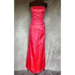 Vtg Y2K Gunne Sax Prom Dress Sm Pink Beaded Corset Top Maxi Skirt 2 Pc Set HOCO‎